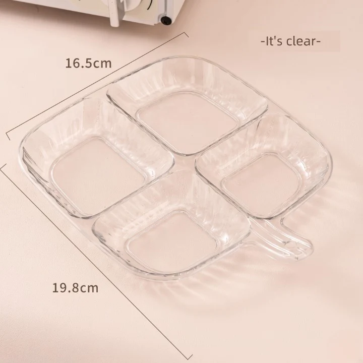 4 Section Acrylic Serving Plate With Handle