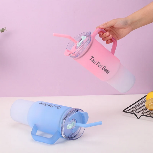 3-Pack Reusable Tumbler Bottles with Lids and Straws