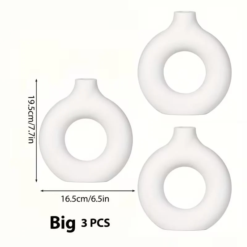 Elegant Donut Shape Ceramic Flower Vase