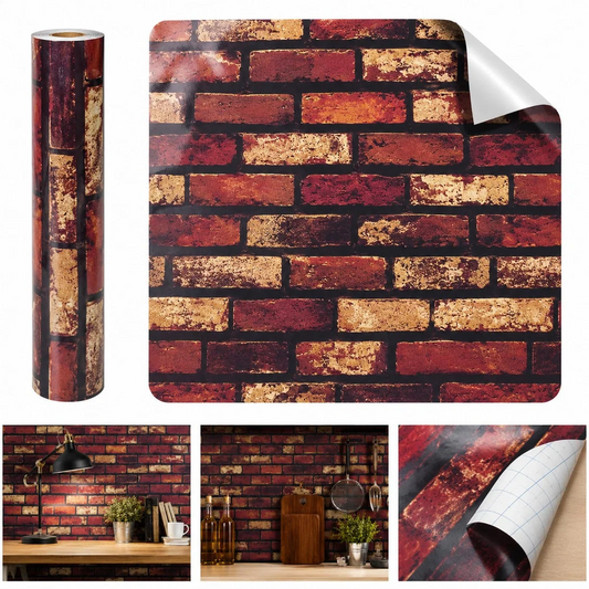 Self Adhesive Rustic Red Brick Marble Sheet