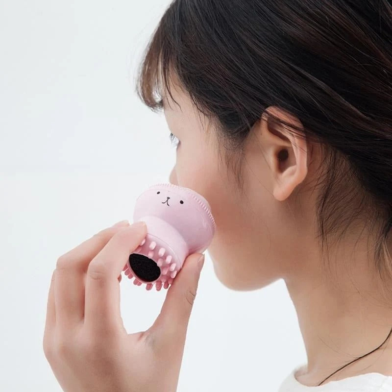 Silicone Design Octopus Shape Facial Sponge Cleansing Brush, Face Pore Cleaner, Acne & Oil Removal