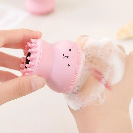 Silicone Design Octopus Shape Facial Sponge Cleansing Brush, Face Pore Cleaner, Acne & Oil Removal