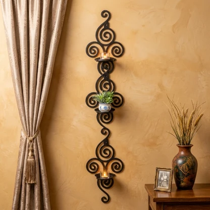 3PCs Wooden Black Vintage Wall Shelf