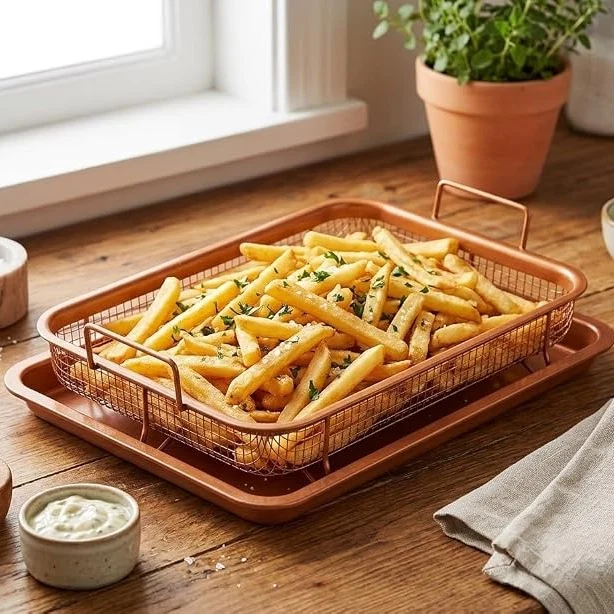 2PCs Copper Non-Stick Crispy Fry Tray