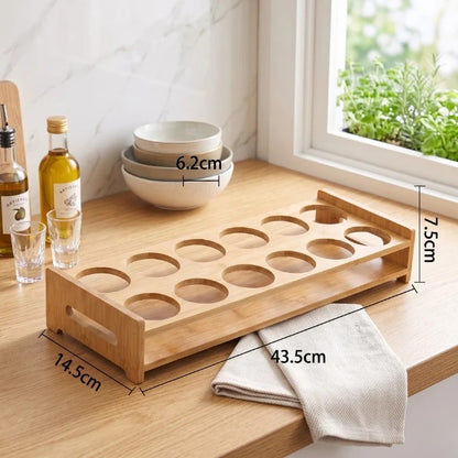 12 Grid Wooden Kitchen Egg Tray