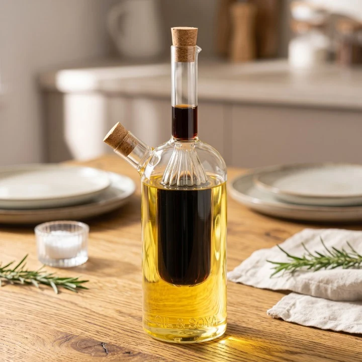 Elegant Glass Oil Bottle with Double Spout