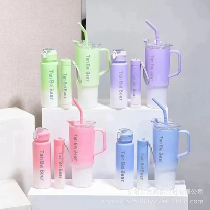3-Pack Reusable Tumbler Bottles with Lids and Straws