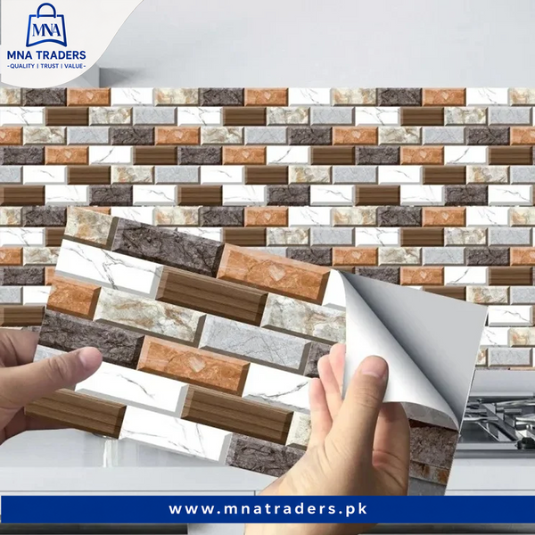 24pcs/set 3D Mosaic Design Self-Adhesive Waterproof Wall Sticker