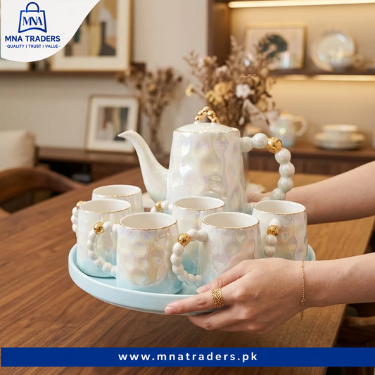 8PCS Luxury Ceramic Tea Set With Tray