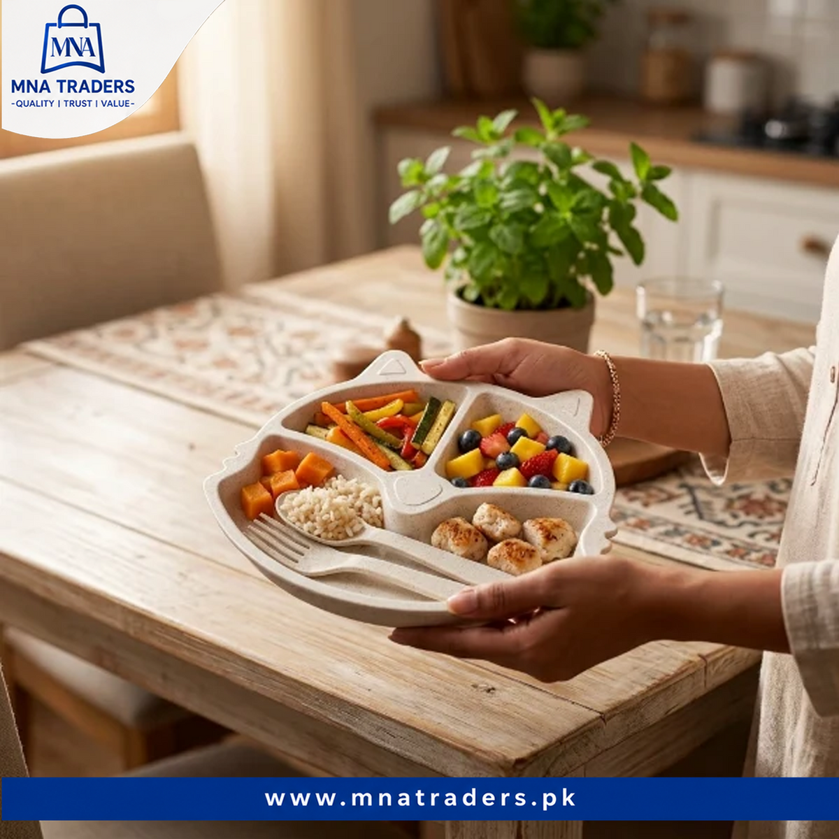 3-Section Cat Plate with Spoon & Fork