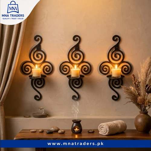 3PCs Wooden Black Vintage Wall Shelf