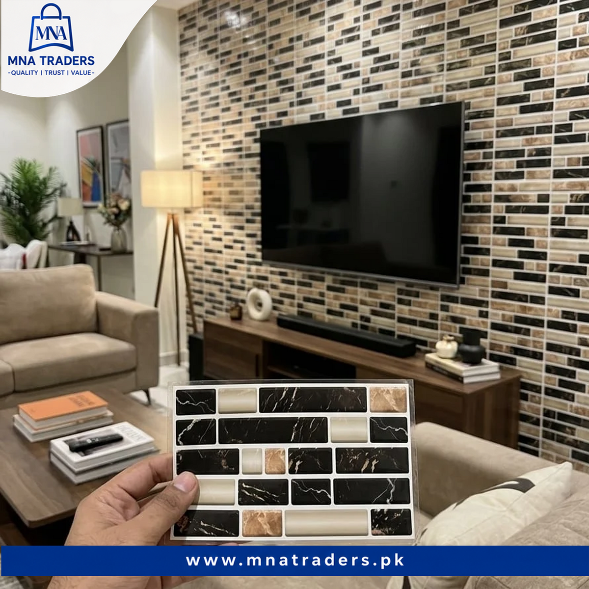24pcs Self Adhesive Brick Design Tile Stickers