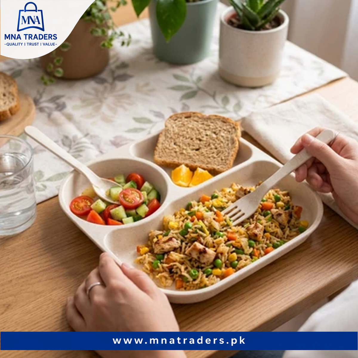 3-Section Plate With Spoon & Fork