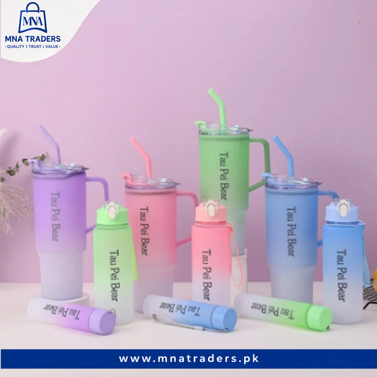 3-Pack Reusable Tumbler Bottles with Lids and Straws