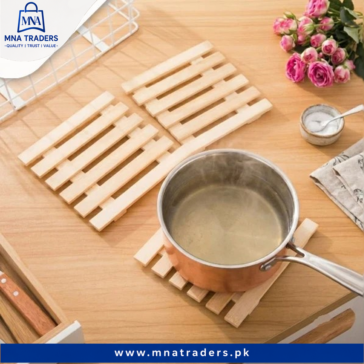 1PC Wooden Heat Resistant Table Mat