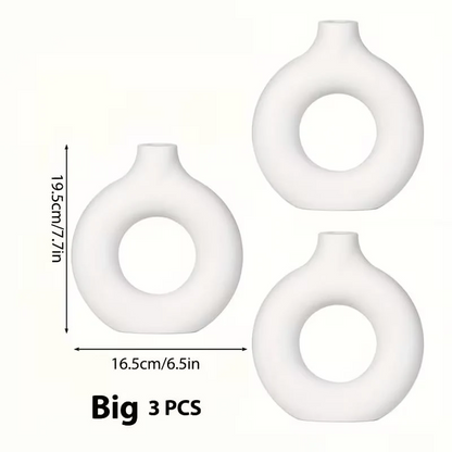 Elegant Donut Shape Ceramic Flower Vase