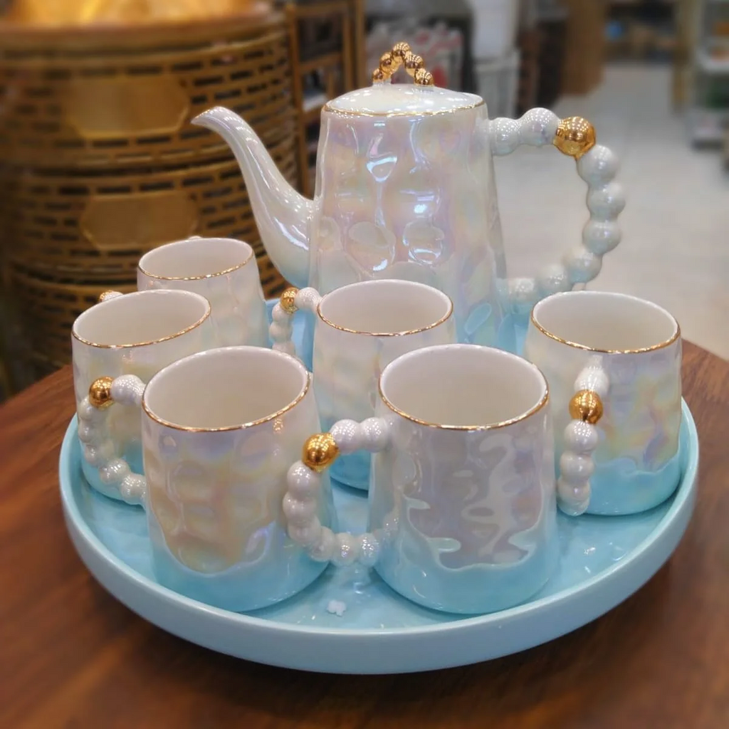 8PCS Luxury Ceramic Tea Set With Tray