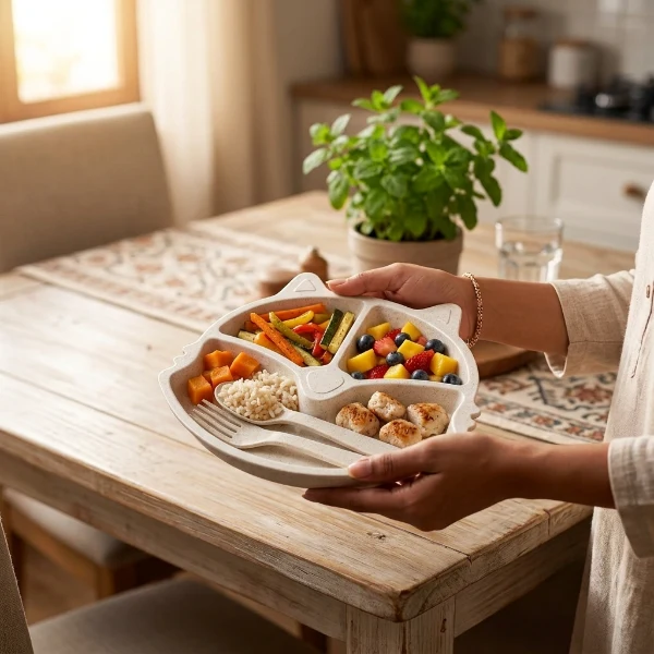 3-Section Cat Plate with Spoon & Fork