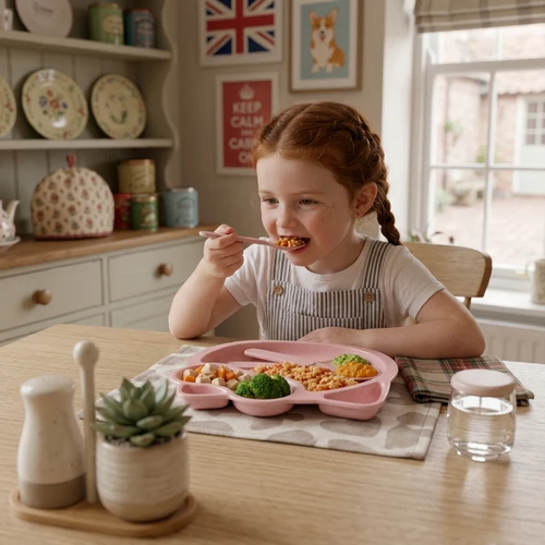 2Pcs Kitty Plate Set with Fork & Spoon