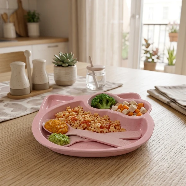 2Pcs Kitty Plate Set with Fork & Spoon